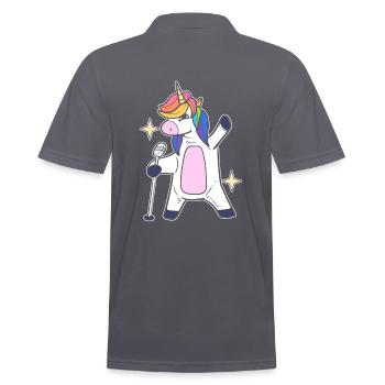 Einhorn singt Karaoke -Sänger - Männer Poloshirt - Anthrazit - Hinten - Nico (186cm)