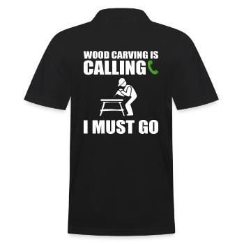 Wood Carving Is Calling I Must Go Holzschnitzer - Männer Poloshirt - Schwarz - Hinten - Kai (181cm)