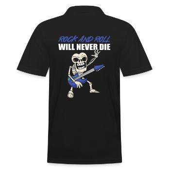 Rock & Roll Will Never Die Gitarrenspieler - Männer Poloshirt - Schwarz - Hinten - Kai (181cm)