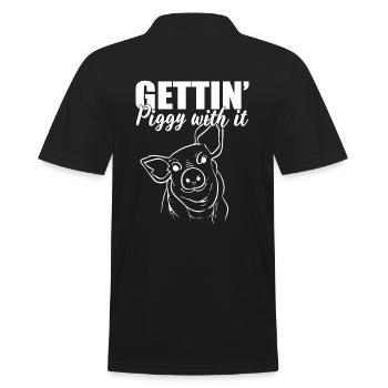 Gettin' Piggy With It Geflügelarbeiter - Männer Poloshirt - Schwarz - Hinten - Kai (181cm)