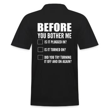 Before You Bother Me Computerprogrammierer - Männer Poloshirt - Schwarz - Hinten - Kai (181cm)
