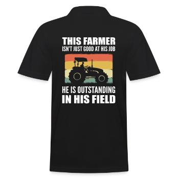 Lustiger Bauer Landwirt - Männer Poloshirt - Schwarz - Hinten - Kai (181cm)
