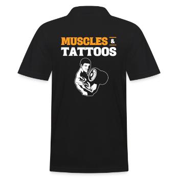 Muscles & Tattoos Tätowierter Fitnessstudio - Männer Poloshirt - Schwarz - Hinten - Kai (181cm)