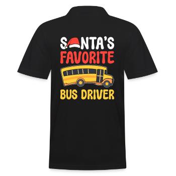 Santa's Favorite Bus Driver Schulfahrer - Männer Poloshirt - Schwarz - Hinten - Kai (181cm)
