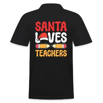 Santa Loves Teacher Vorschullehrer - Männer Poloshirt - Schwarz - Hinten - Kai (181cm)