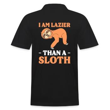 Lustiges Faultier Naturschützer - Männer Poloshirt - Schwarz - Hinten - Kai (181cm)