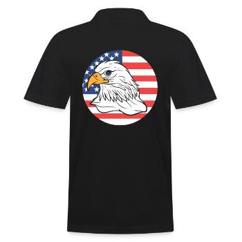 Patriotischer Weißkopfseeadler Beamte - Männer Poloshirt - Schwarz - Hinten - Kai (181cm)