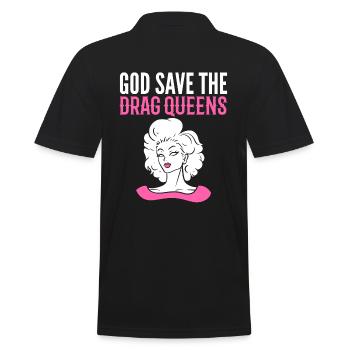 God Save The Drag Queens Weiblicher Imitator - Männer Poloshirt - Schwarz - Hinten - Kai (181cm)