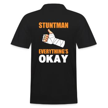 Lustiger Stuntman - Männer Poloshirt - Schwarz - Hinten - Kai (181cm)