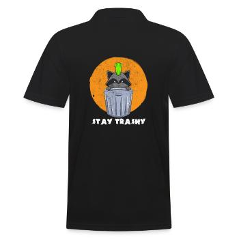 Stay Trashy Lustiger Tierliebhaber - Männer Poloshirt - Schwarz - Hinten - Kai (181cm)