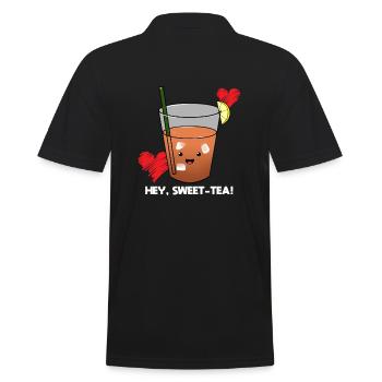 Hey Sweet-tea! Tee Barista - Männer Poloshirt - Schwarz - Hinten - Kai (181cm)