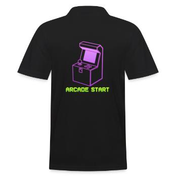 Arcade Start Computerfreak - Männer Poloshirt - Schwarz - Hinten - Kai (181cm)
