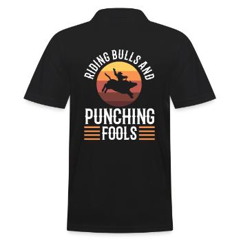 Riding Bulls And Punching Fools Bullenreiter - Männer Poloshirt - Schwarz - Hinten - Kai (181cm)