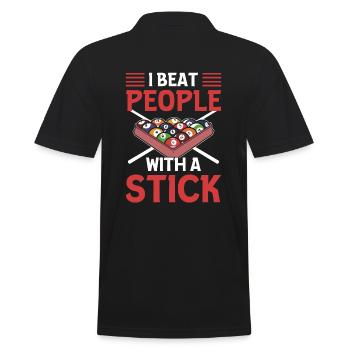 I Beat People With A Stick Snooker-Spieler - Männer Poloshirt - Schwarz - Hinten - Kai (181cm)