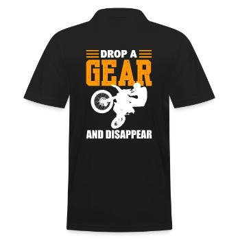 Drop A Gear And Disappear Motorradfahrer - Männer Poloshirt - Schwarz - Hinten - Kai (181cm)