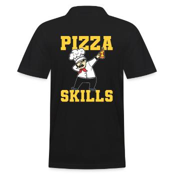 Pizza Skills Pizzabäcker - Männer Poloshirt - Schwarz - Hinten - Kai (181cm)