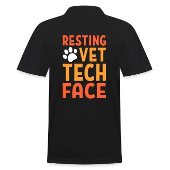 Resting Vet Tech Face Veterinärkrankenschwester - Männer Poloshirt - Schwarz - Hinten - Kai (181cm)