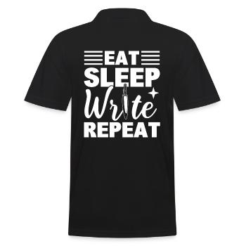 Eat Sleep Write Repeat Schriftsteller - Männer Poloshirt - Schwarz - Hinten - Kai (181cm)