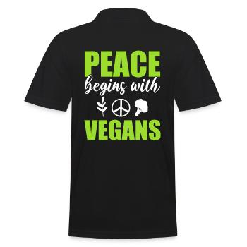 Peace Begins With Vegans Gesundheitsbegeisterter - Männer Poloshirt - Schwarz - Hinten - Kai (181cm)