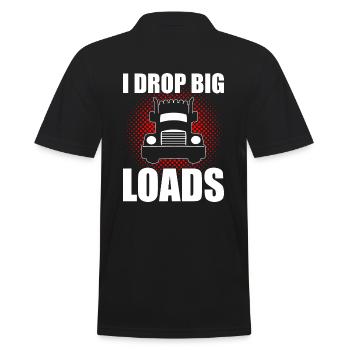 I Drop Big Loads LKW Fahrer - Männer Poloshirt - Schwarz - Hinten - Kai (181cm)
