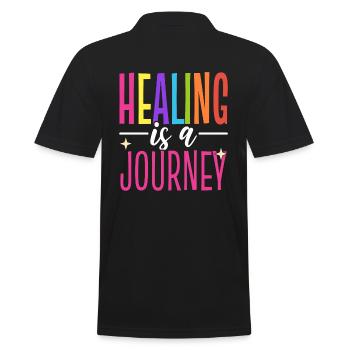 Healing Is A Journey Motivationsredner - Männer Poloshirt - Schwarz - Hinten - Kai (181cm)