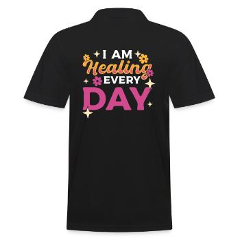 Affirmationen Zitate Inspirierender Redner - Männer Poloshirt - Schwarz - Hinten - Kai (181cm)