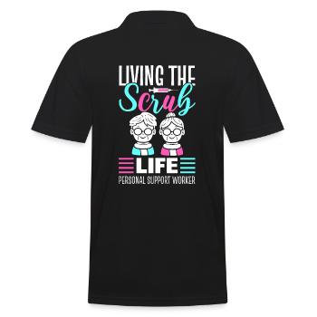 Lustige Altenpflege Persönlicher Pflegehelfer - Männer Poloshirt - Schwarz - Hinten - Kai (181cm)