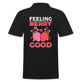 Feeling Berry Good Erdbeerpflücker - Männer Poloshirt - Schwarz - Hinten - Kai (181cm)