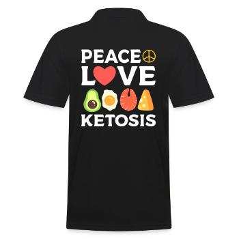 Peace Love Ketosis Fitness-Fanatiker - Männer Poloshirt - Schwarz - Hinten - Kai (181cm)