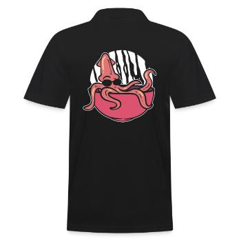 Lustiger Tintenfisch Fischer - Männer Poloshirt - Schwarz - Hinten - Kai (181cm)