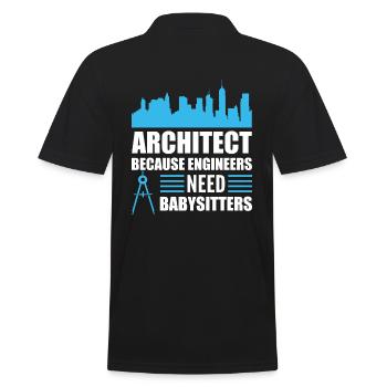 Lustiger Architekt Zeichner - Männer Poloshirt - Schwarz - Hinten - Kai (181cm)