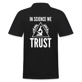 In Science We Trust Chemiker - Männer Poloshirt - Schwarz - Hinten - Kai (181cm)