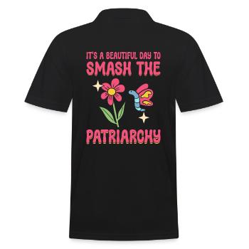 It's A Beautiful Day To Smash Patriarchy - Männer Poloshirt - Schwarz - Hinten - Kai (181cm)
