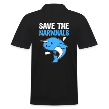 Save The Narwhals Meeresbiologe - Männer Poloshirt - Schwarz - Hinten - Kai (181cm)