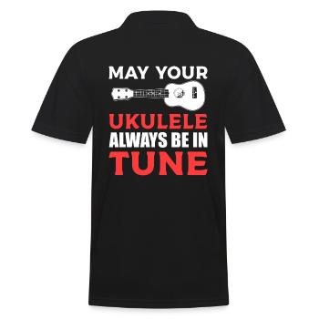 Lustiger Ukelele-Spieler Ukelele - Männer Poloshirt - Schwarz - Hinten - Kai (181cm)