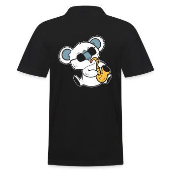 Koala spielt Saxophon Bandmitglied - Männer Poloshirt - Schwarz - Hinten - Kai (181cm)