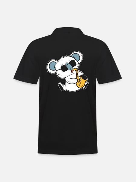 Koala spielt Saxophon Bandmitglied - Männer Poloshirt - Schwarz