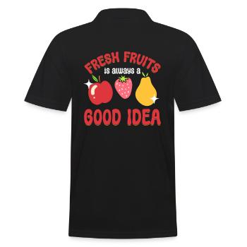 Obstliebhaber Obst - Männer Poloshirt - Schwarz - Hinten - Kai (181cm)