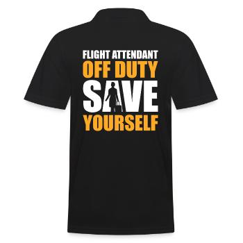 Lustiger Flugbegleiter außerhalb des Dienstes - Männer Poloshirt - Schwarz - Hinten - Kai (181cm)
