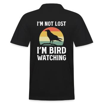 I'm Not Lost I'm Bird Watching Vogelbeobachter - Männer Poloshirt - Schwarz - Hinten - Kai (181cm)