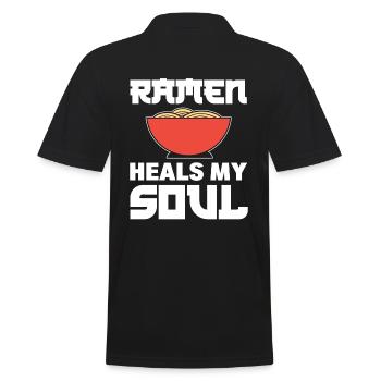 Ramen-Liebhaber Food-Vlogger - Männer Poloshirt - Schwarz - Hinten - Kai (181cm)
