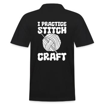 I Practice Stitch Craft Stricker - Männer Poloshirt - Schwarz - Hinten - Kai (181cm)
