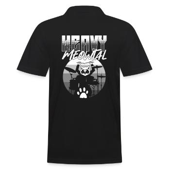 Heavy Meowtal Schlagzeuger - Männer Poloshirt - Schwarz - Hinten - Kai (181cm)