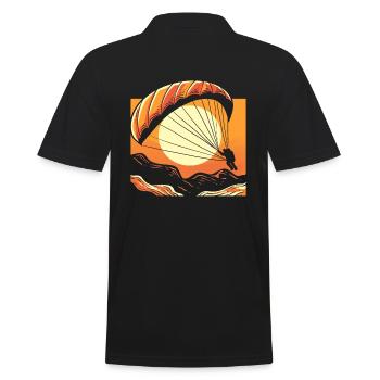 Fallschirm bei Sonnenuntergang Fallschirmspringer - Männer Poloshirt - Schwarz - Hinten - Kai (181cm)