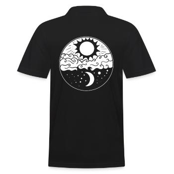 Nacht- und Tag-Mandala-Mond Astrologe - Männer Poloshirt - Schwarz - Hinten - Kai (181cm)