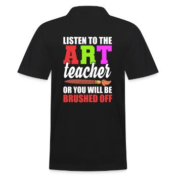 Lustiger Kunstlehrer Kunstkritiker - Männer Poloshirt - Schwarz - Hinten - Kai (181cm)