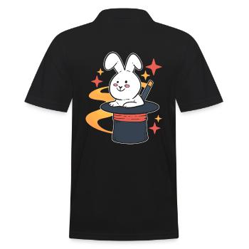 Hut mit Zauberstab und Kaninchen Magier - Männer Poloshirt - Schwarz - Hinten - Kai (181cm)