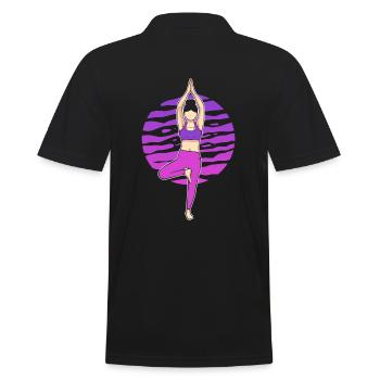 Yoga-Pose Yogalehrer - Männer Poloshirt - Schwarz - Hinten - Kai (181cm)