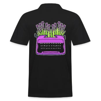 Lavendel-Schreibmaschine Autor - Männer Poloshirt - Schwarz - Hinten - Kai (181cm)