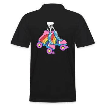 Retro Rollschuhe Regenbogen Derby-Skater - Männer Poloshirt - Schwarz - Hinten - Kai (181cm)